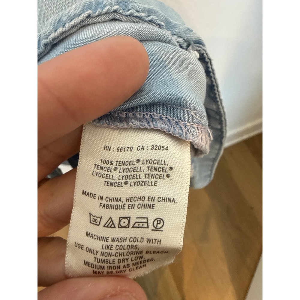 Anthropologie Holding Horses Chambray Embroidered Drawstring Mini Dress Blue M - Picture 3 of 8